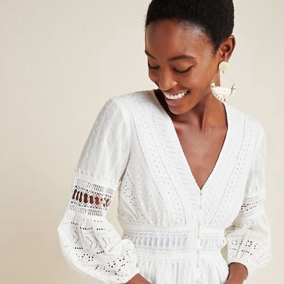 Anthropology lace-embellished peasant dress NWT size 14 - Picture 2 of 8